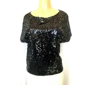 Jennifer Lopez Blue Sequin Top Blouse Shimmer S